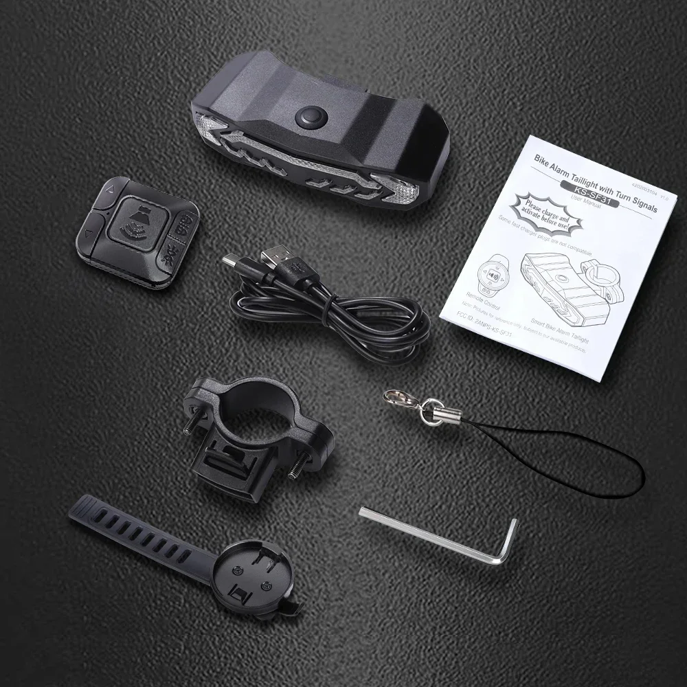 Extractme Bicycle Rear Light Alarm Waterproof Rechargeable Scooter Bike Turn Signal Warning Lamp Auto Brake Light