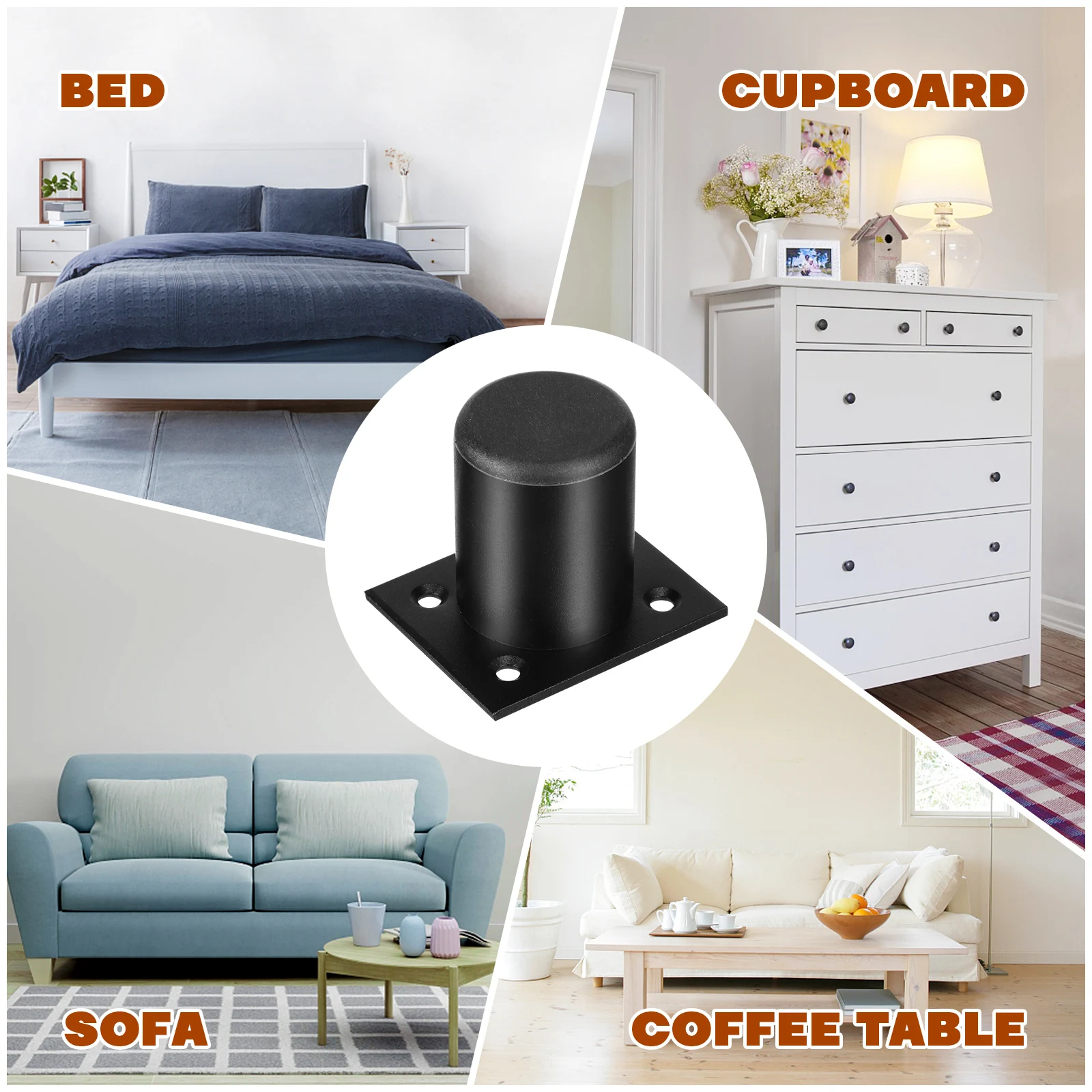 

8 Pcs Black Aluminum Alloy Riser Cabinet Furniture Adjustable Cabinet Feet Legs Leveler for Adjustable Furniture Feet DIY