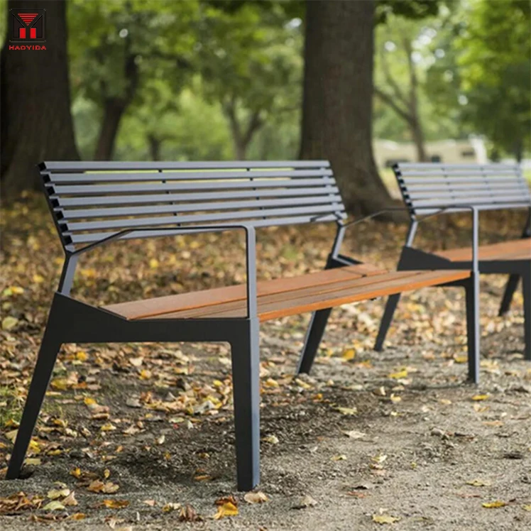 

Factory Price Outdoor Park Bench Metal And Wooden Bench Outdoor Solid Wood Long Bench
