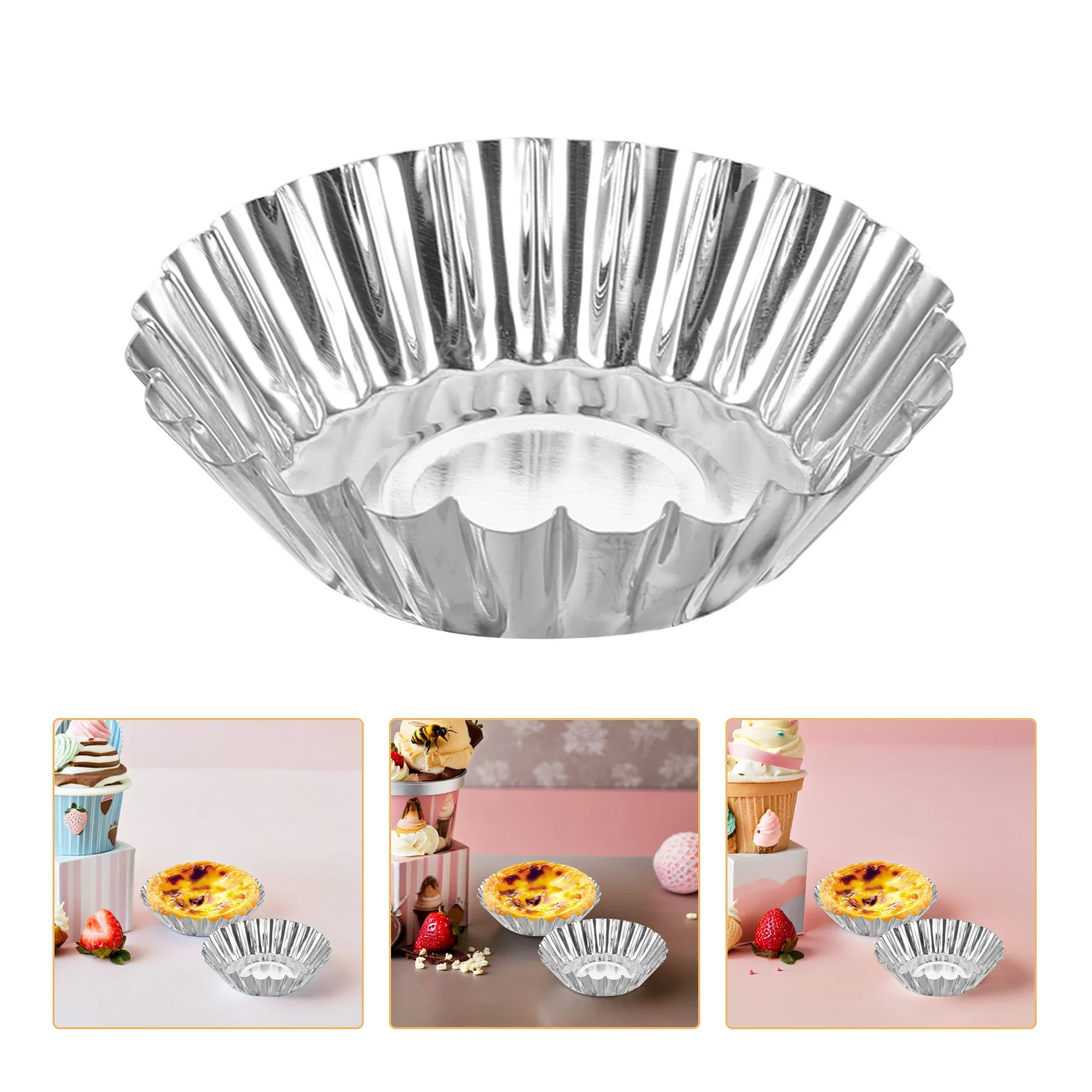 

25pcs Egg Tart Mold Stainless Steel Mini Tartlet Cases Non Stick Baking Cups for Cupcakes and Desserts