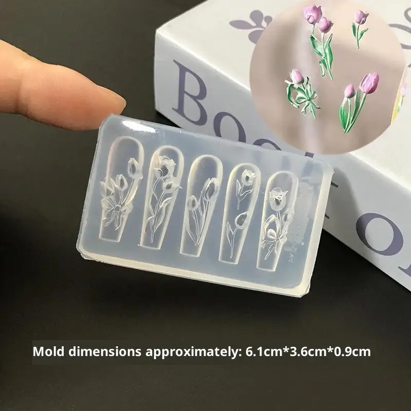 Silikonform zum Schnitzen von Nagelkunst-Tulpen, Vorlage für Maniküre-Dekoration, Werkzeug für Heimwerker und Nagelstudios – Detail 6