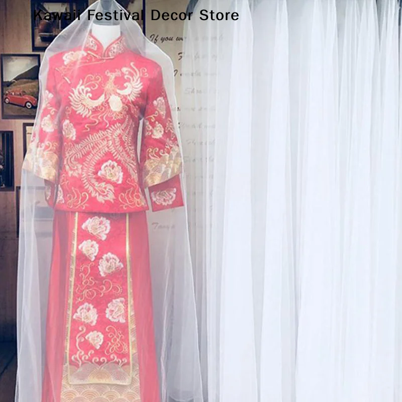 【K】1pcs Transparent 160cm/180cm/200cm Long Soft Tulle Dust Cover Home Clothes Wedding Dress Protector White Mesh Yarn Material