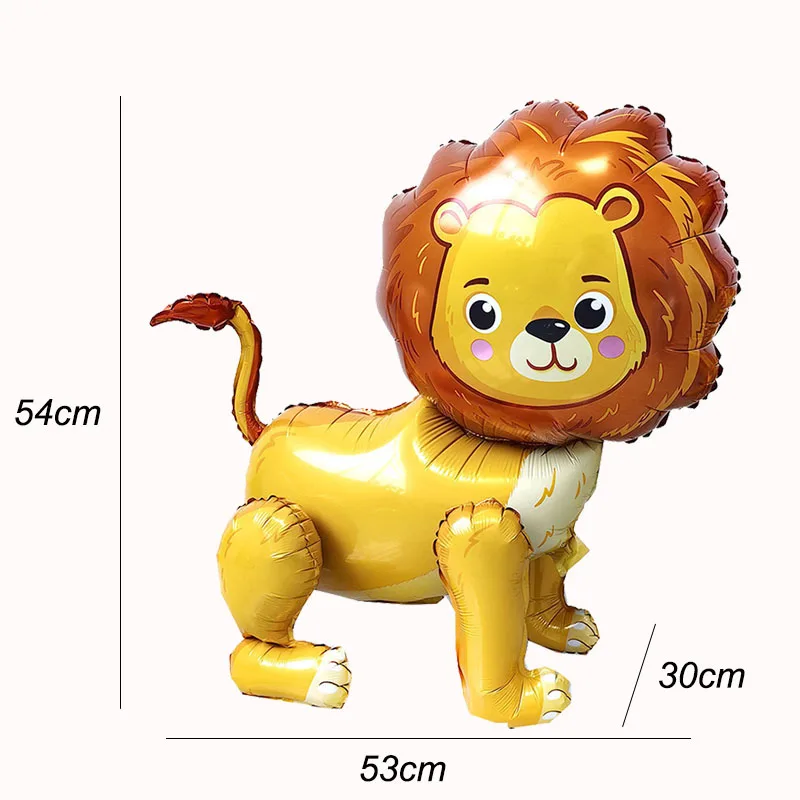 Self-Standing Lion Balloons for Birthday Party Decoration Jungle Animal Party Supplies Lion Foil Balloon