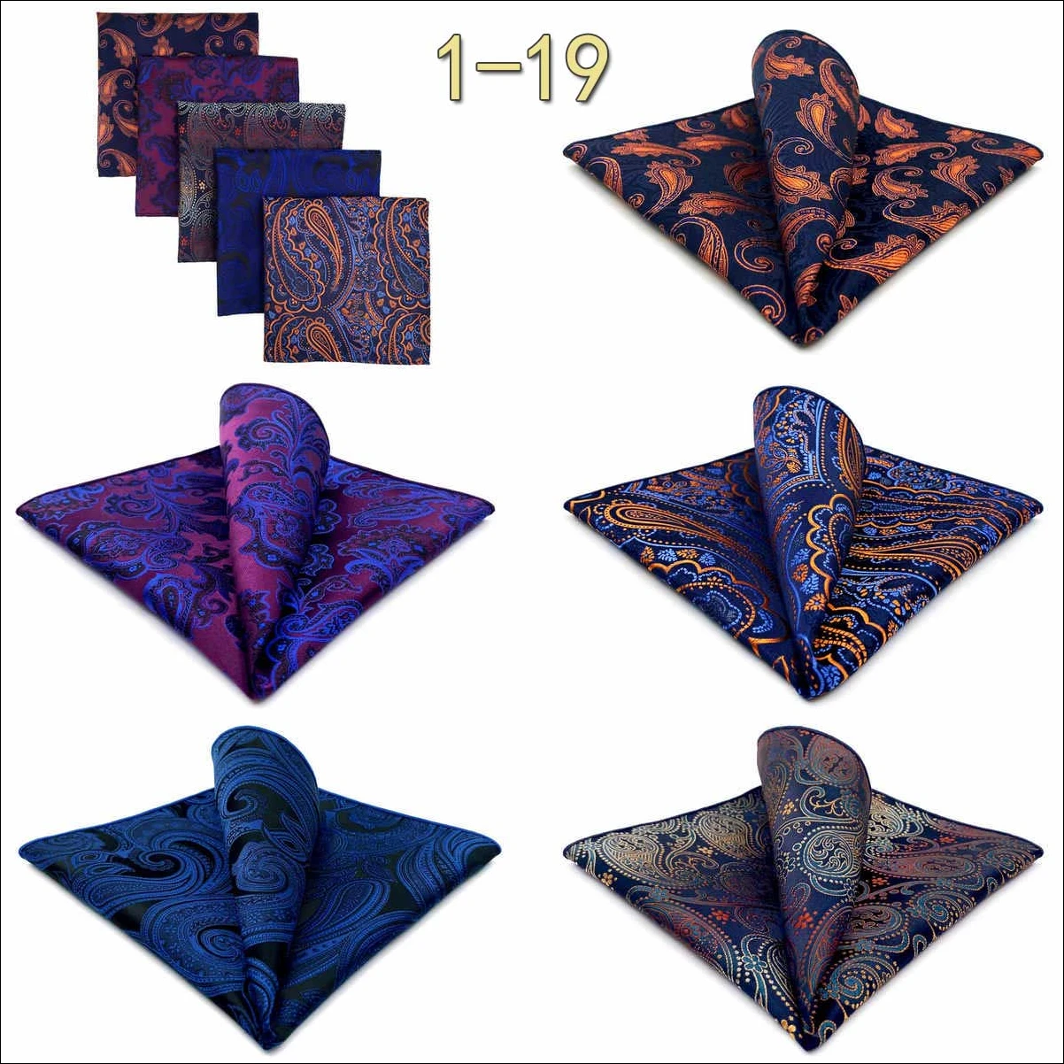 5 Pieces Mens Jacquard Pocket Square Set Multi Styles Handkerchief Suit Pocket Towel Hanky Vintage Business Accessories Gift