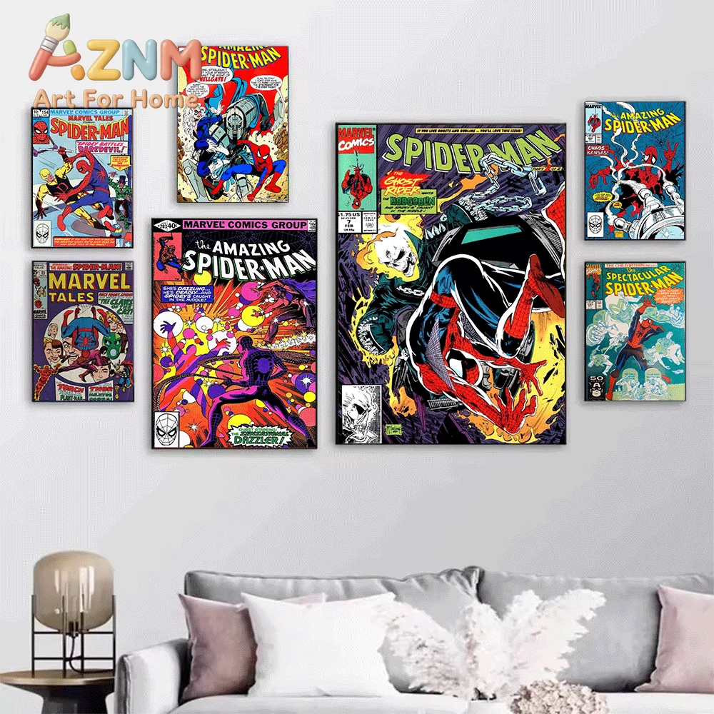 Marvel Spider-Man The Tarantula Is A Very Deadly Beast Vintage Comic Canvas Wall Art Superhero Retro Print Home Living Room Be