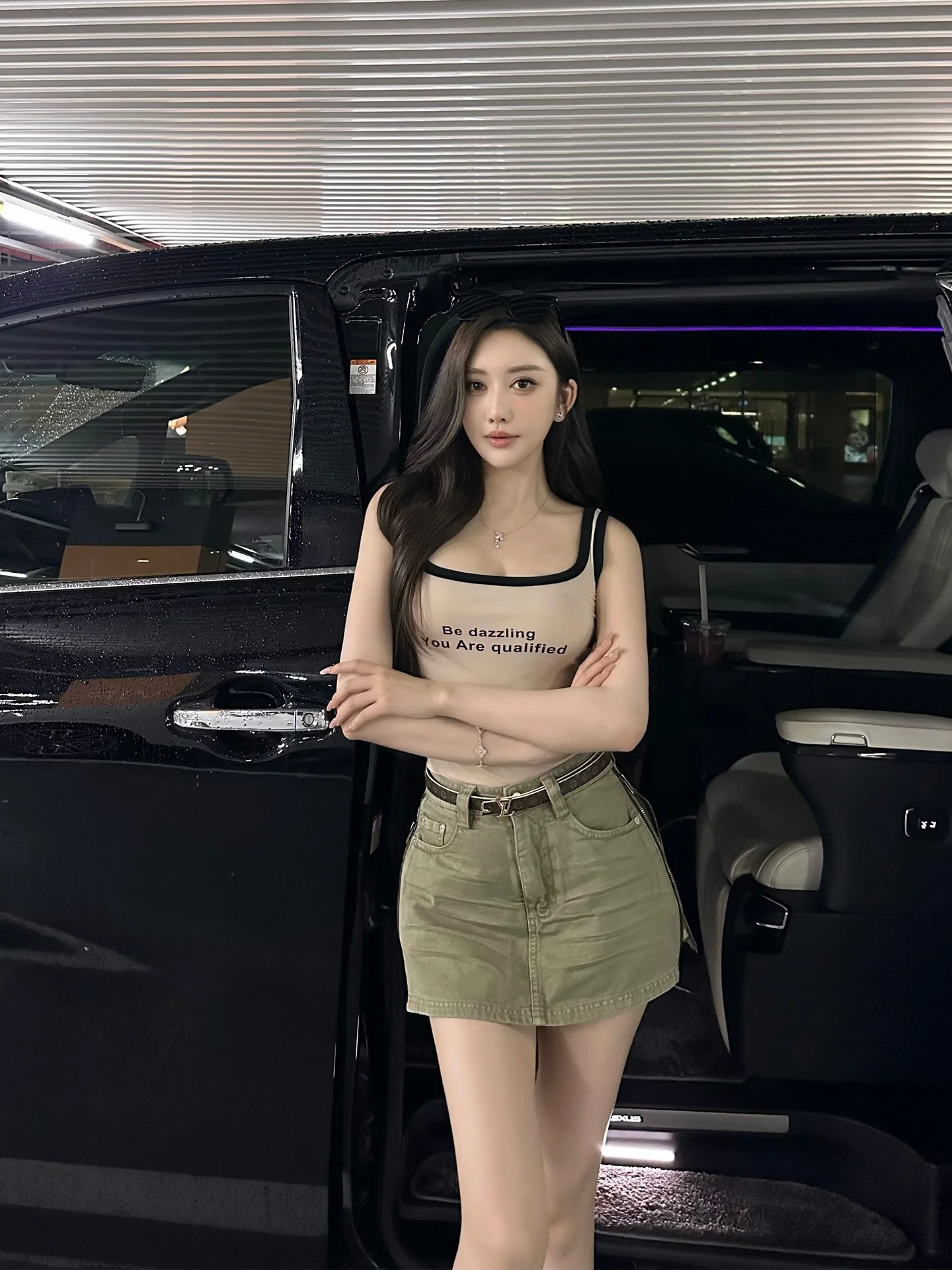 

een Military Sle Retro Denim Skirt Women's A-Line Slim Fit Anti-Light Workwear Skirt High Waist Cotton Blend