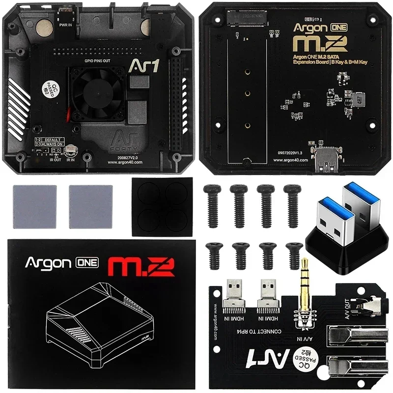 Алюминиевый корпус M.2 для Raspberry Pi 4 Model B со слотом расширения SSD M.2 Вентилятор охлаждения крышки GPIO для Raspberry Pi 4