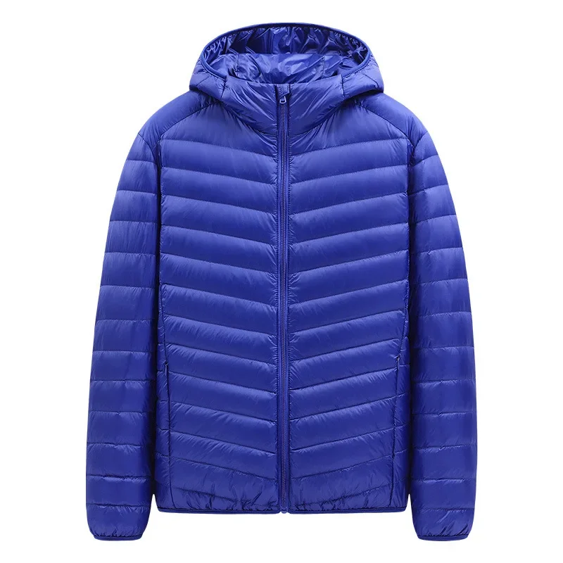 Down Coats Solid Men Hooded Down Jacket Zipper Loose Fit Pockets Spliced Long Sleeve Cardigan Winter Casual Slight Strech