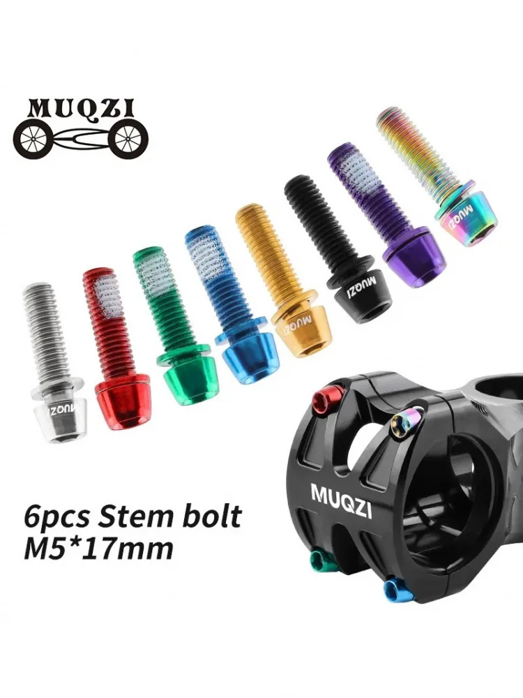 AliExpress NONE MUQZI 6pcs M5x17mm Stainless Steel Bike Stem Bolts with Washer, High Strength Corrosion Resistant for MTB Road Gravel Bikes