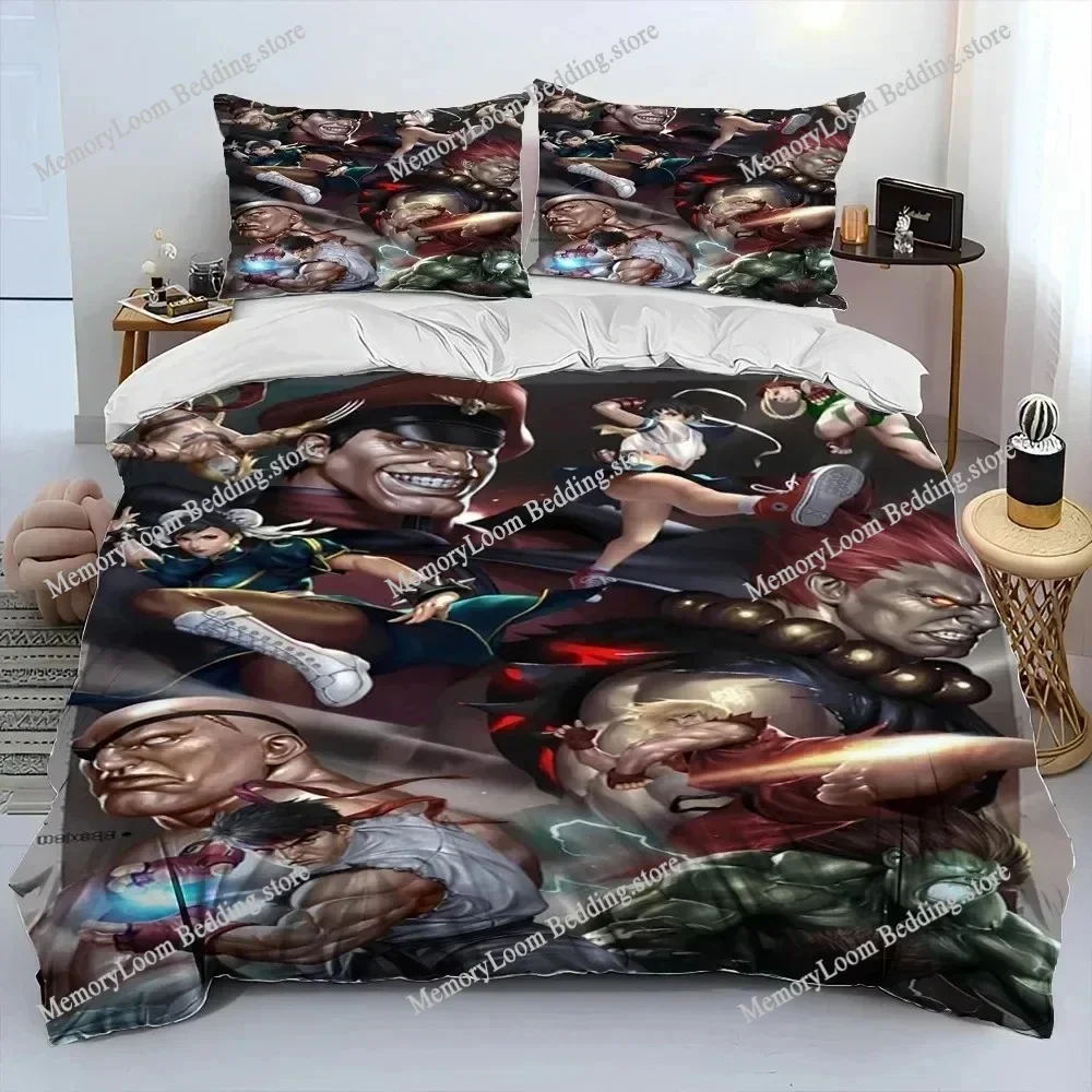 

Game Street Fighter Retro Bedding Set Boys Girls Twin Queen Size Duvet Cover Pillowcase Bed Kids Adult Home Textileextile