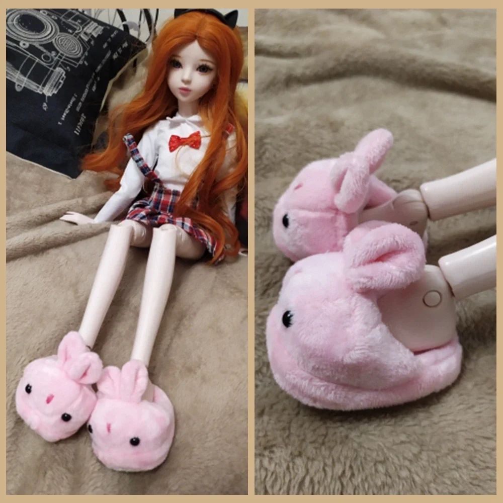 43 Cm Doll Clothes Shoes Lovly Rabbit Fuzzy Slipper Hole Shoes Fit 18 Inch American Baby New Born Doll Accessories Gift for Girl