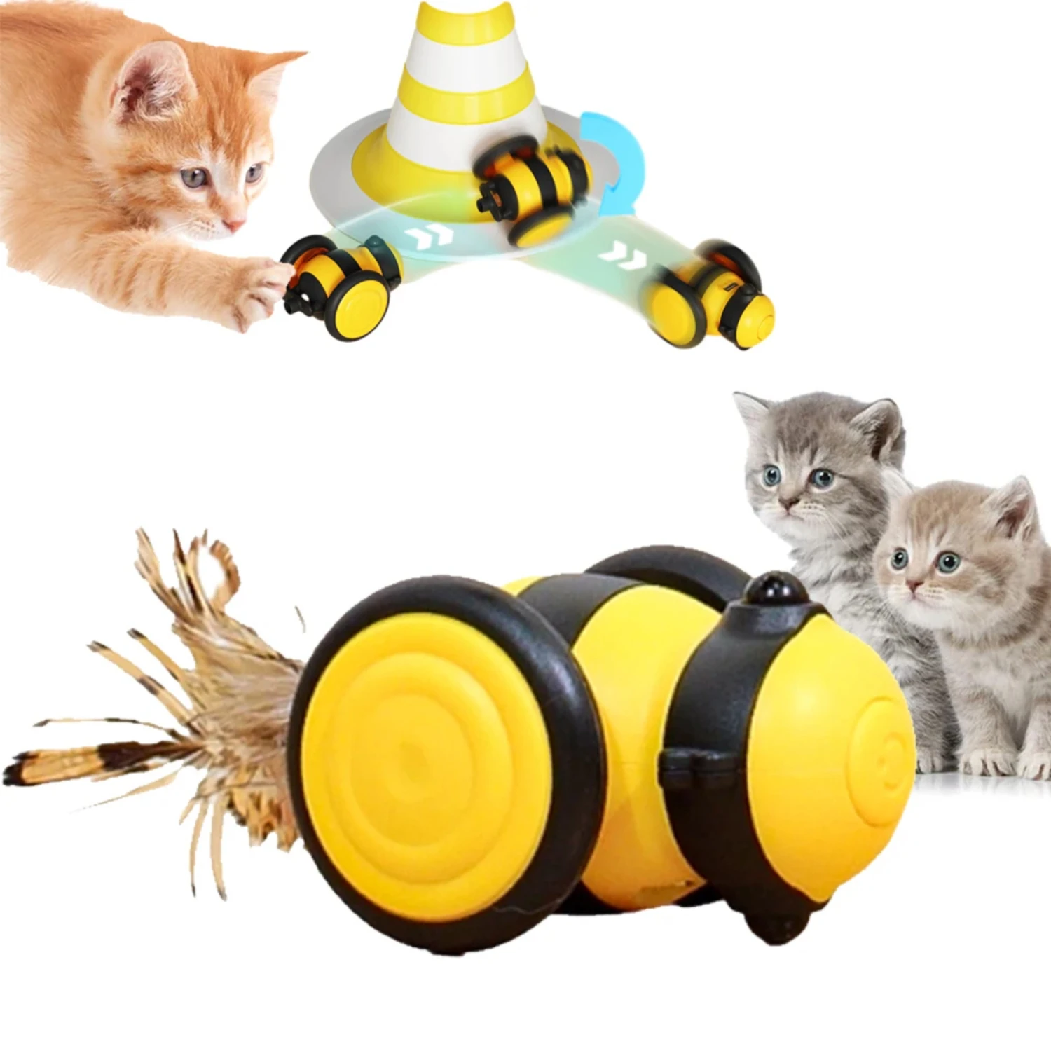 

Smart Pet Cat Toy Automatic Obstacle Feather Cat Toys cat Indoor Irregular Motion Cats Toy Interactive Kitter Toys