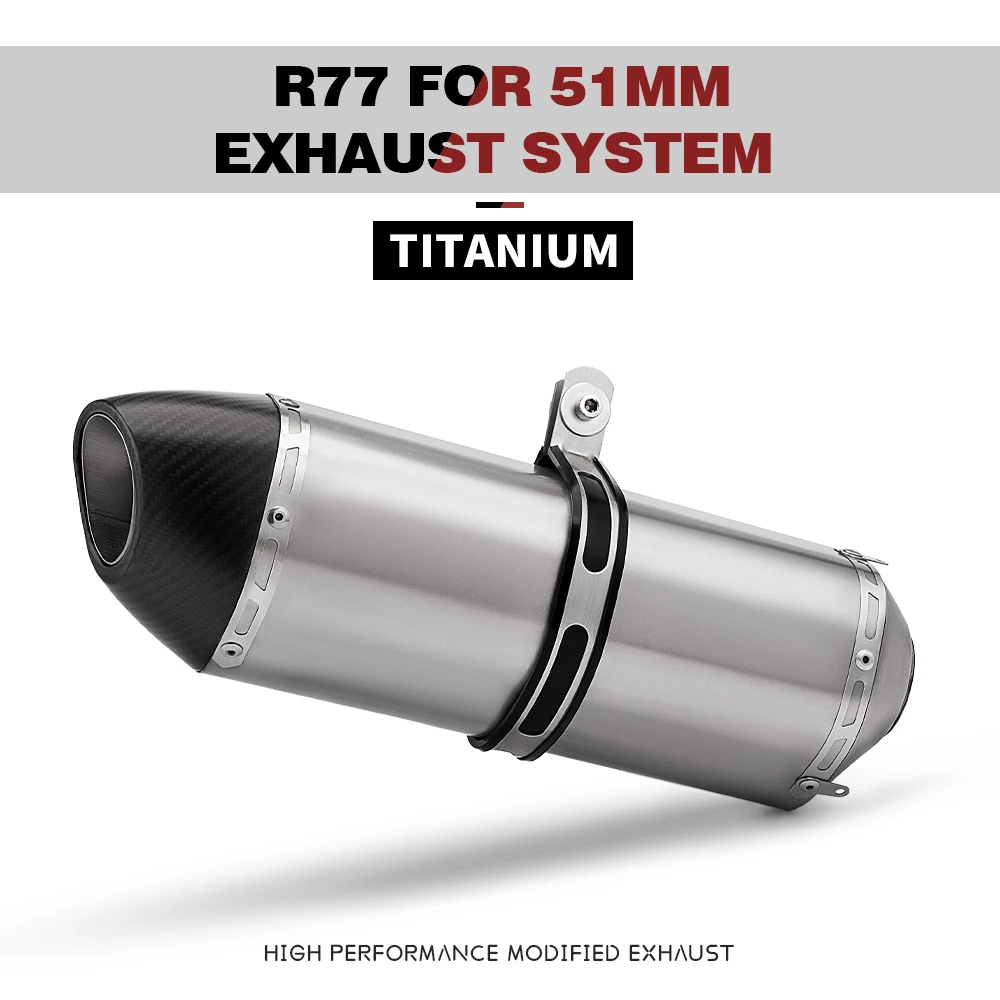 

51mm Universal Motorcycle Exhaust Titanium alloy Escape Pipe Muffler for ER6N, Z900, Z800, F800GS, S1000RR, R6, Z400, R3, R25