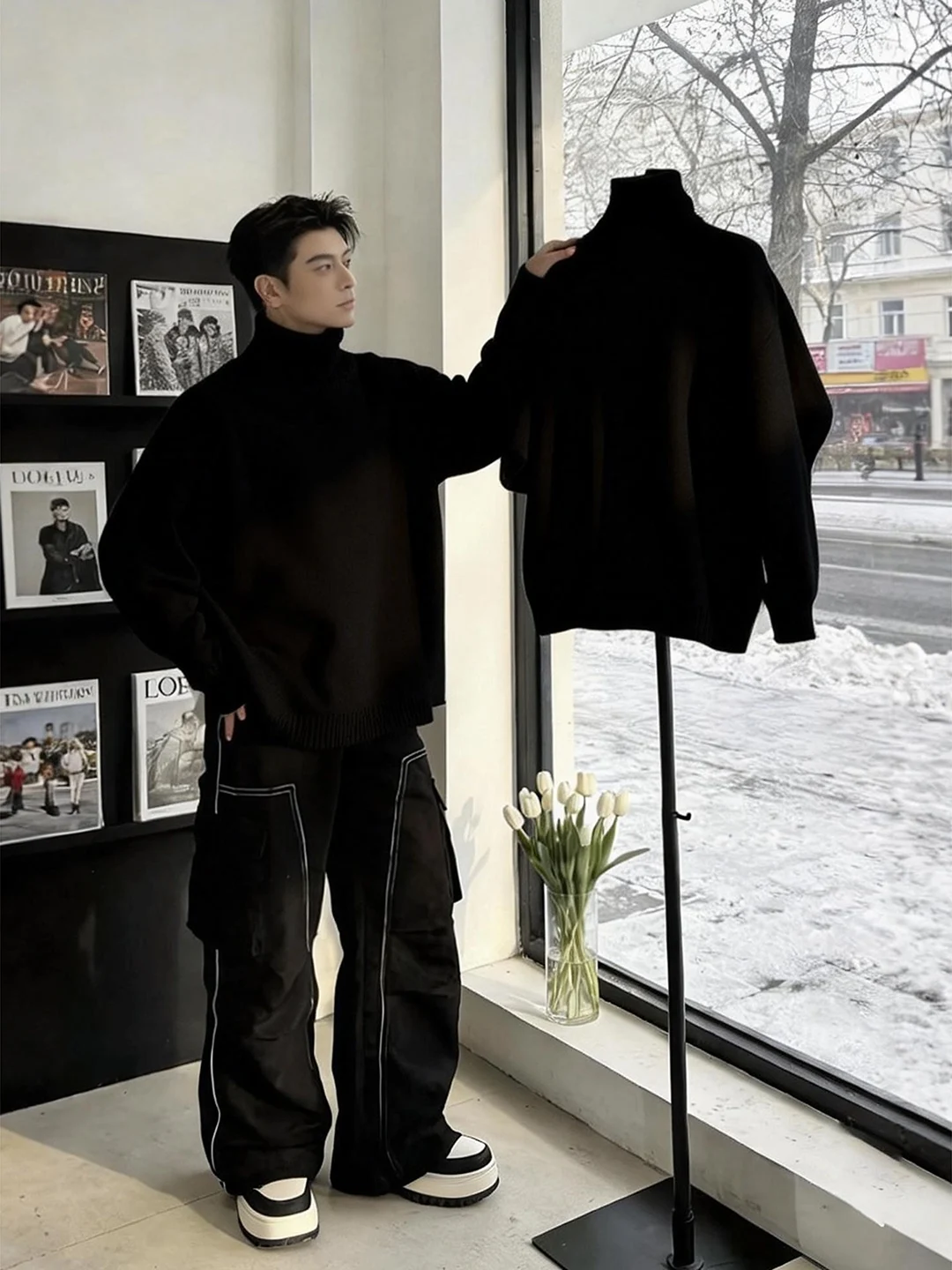 

Мужской свитер Cleanfit с высоким воротником, на флисовой подкладке, зимний, теплый, утолщенный, с длинным рукавом, круглым вырезом, удобная внутренняя кофта