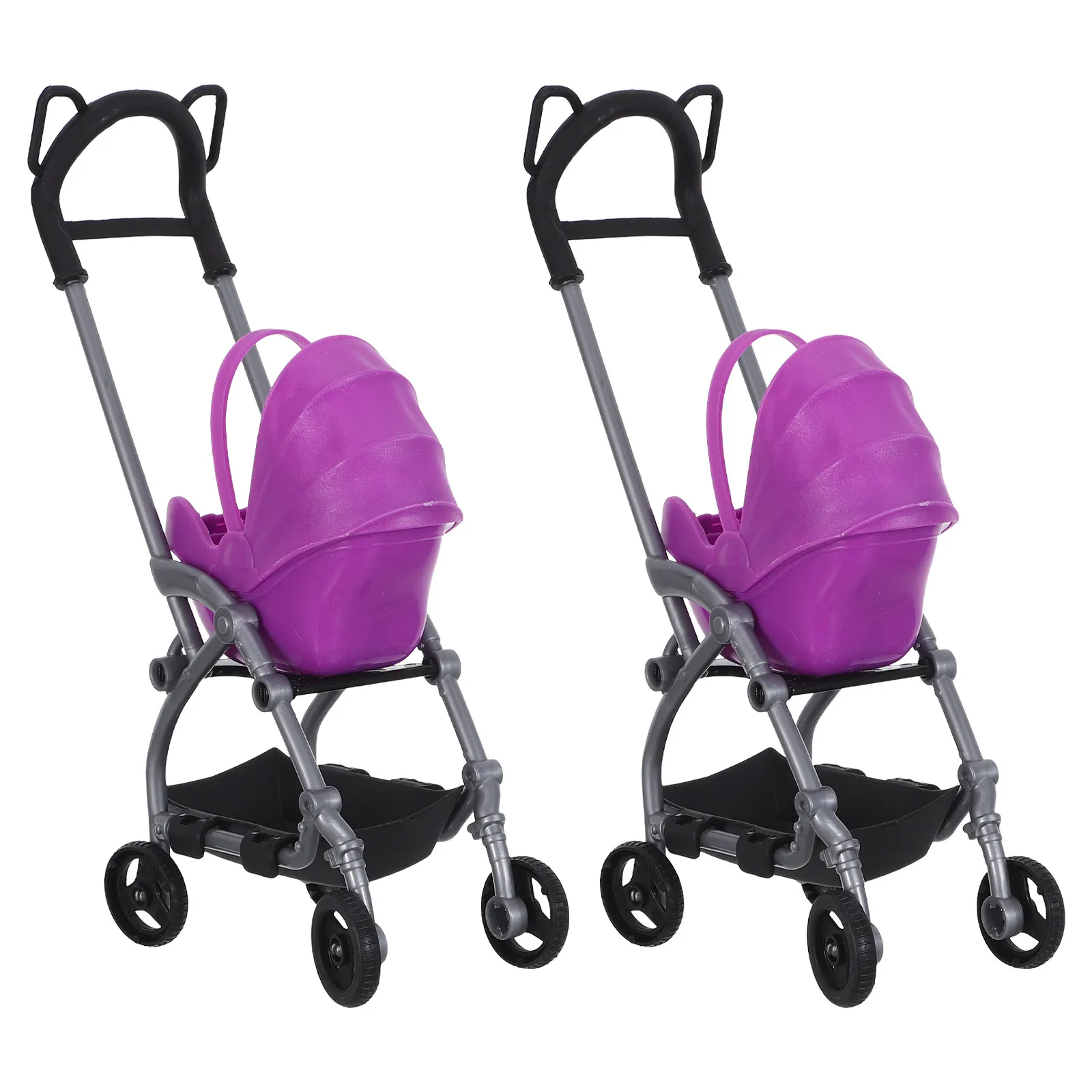 

2Pcs Small Baby Carriage for Realistic Pretend Play Stroller Lightweight Easy Push Design Enhances Imagination Motor