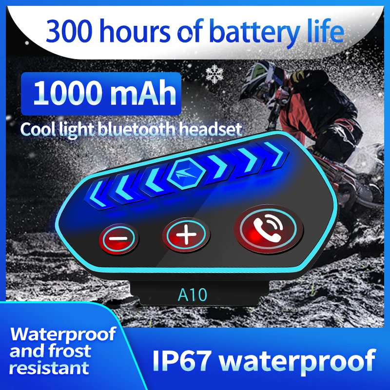A10 Motorcycle Helmet Bluetooth 5.0 Headset Wireless Handsfree Call Music Earphone for Riders Waterproof Moto GPS Headphone