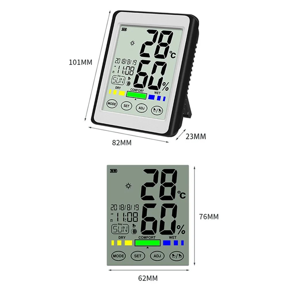 

Digital Thermometer Hygrometer Indoor Home Temperature Humidity Monitor Clock Bedroom Living Room Office Wireless Household