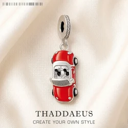 Red Enamel Sports Car Dangle Charm Pendant Autumn Brand New Sterling Silver 925 Trendy Gift