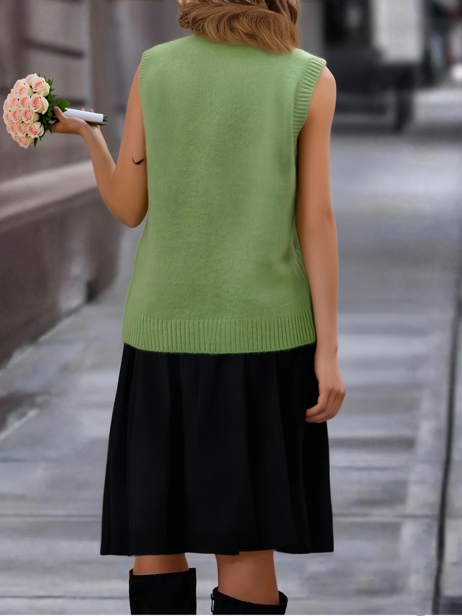 Camiseta sin Mangas de Punto Talla Grande - alternate angle
