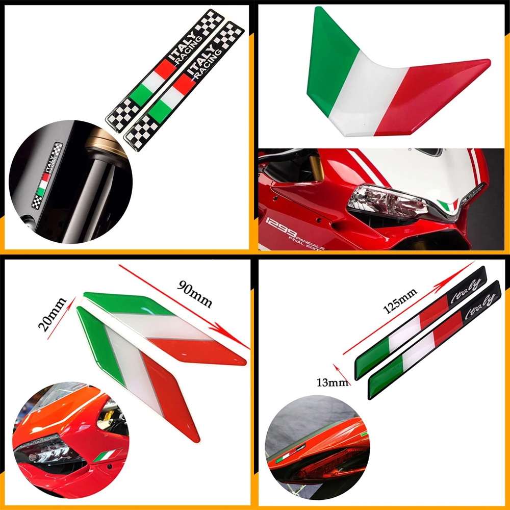 Pegatinas de Gel 3D de la bandera de Italia, accesorios de calcomanía para el cuerpo del parabrisas de la cabeza de la motocicleta, decoración para