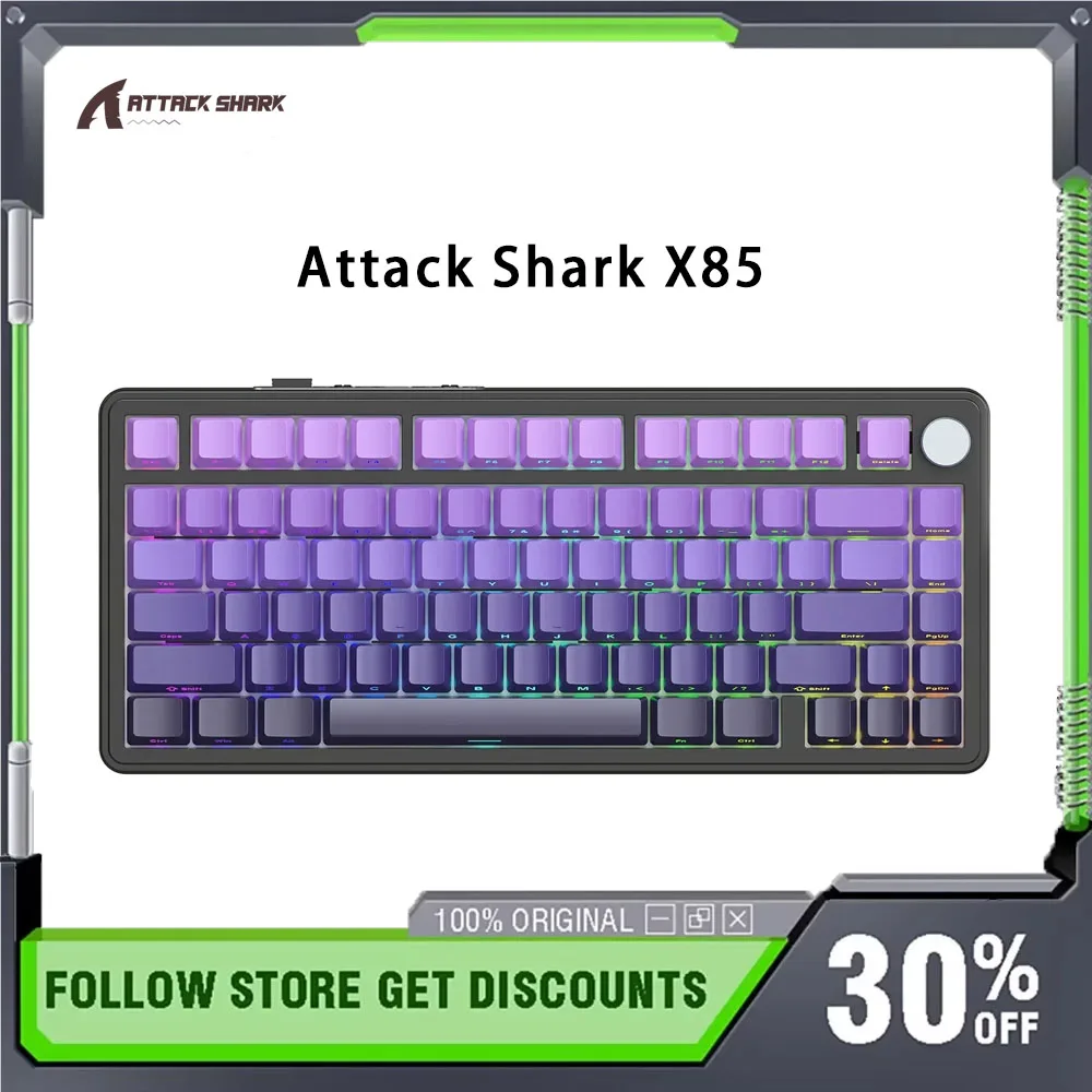 

Attack Shark X85 Mechanical Keyboard Wireless Bluetooth Three Mode Hot Swap Side Engraving Keycap RGB Customized Keyboard