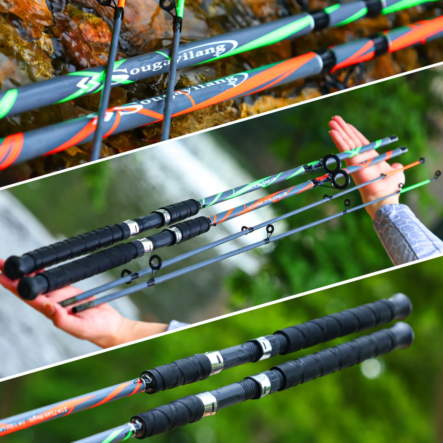 Caña de pesca mar Sougayilang – Carbono resistente a la corrosión 30LB - imagen 5