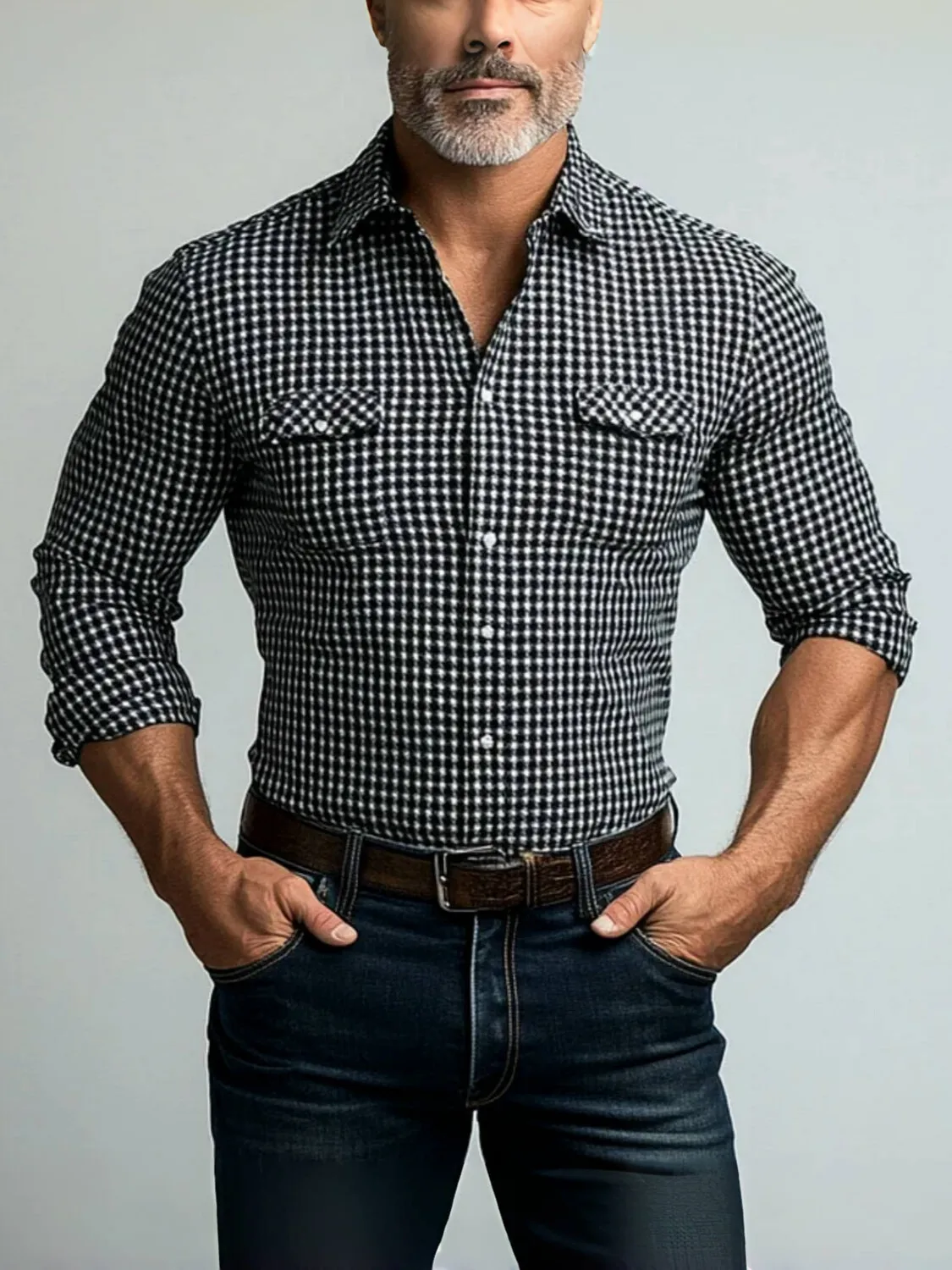 

Мужские рубашки в клетку Thousand Birds, новый британский стиль, с длинными рукавами и v-образным вырезом, модная повседневная облегающая рубашка с принтом, мужская одежда