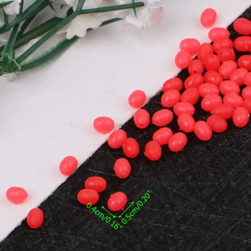 100Pcs Oval Luminous Fishing Lures Fishing Beads Sea Hard Floating Float Tackles