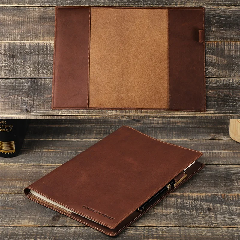 A41Z-Retro Leather Book Cover Sleeve Protector With Pen Holder Business Notepad Notebook Book Case Office School Supplies