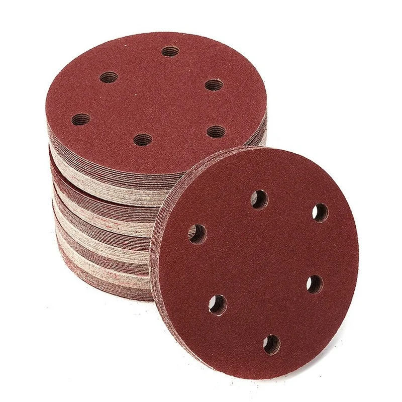 1Pcs 8 Hole 125mm Sandpaper Round Sanding Discs Hook Loop Sanding Paper Buffing Sheet Sandpaper 6 Hole Sander Polishing Pad
