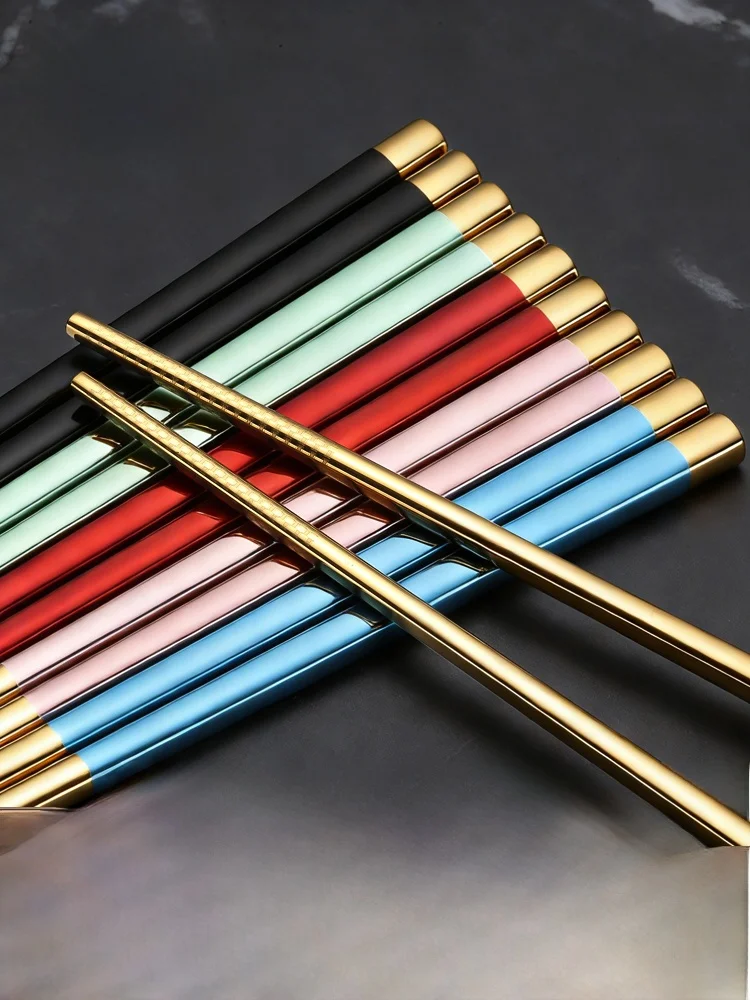 

High-End Home Use 304 Stainl Steel Anti-Slip Heat Resistant Single Person Chopstis Chinese Sle Dining Utensils