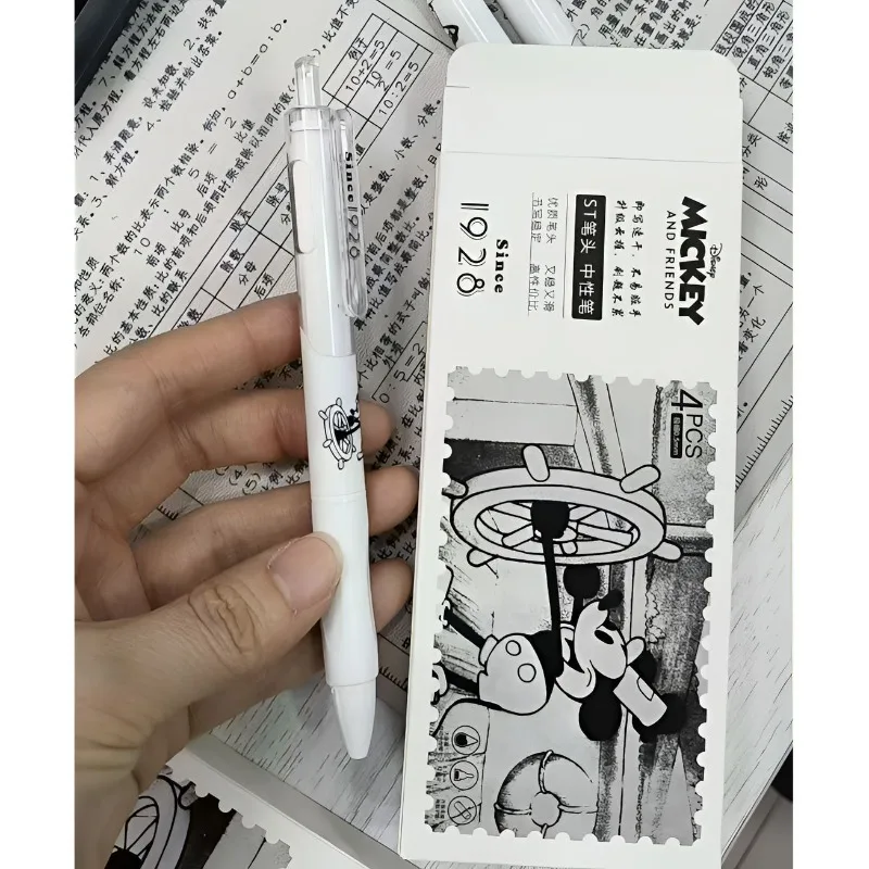 قلم ديزني ميكي ماوس كارتون ST محايد للطلاب مع أسئلة تنظيف بالفرشاة أسود أحمر أحمر قلم محايد لتعلم القرطاسية