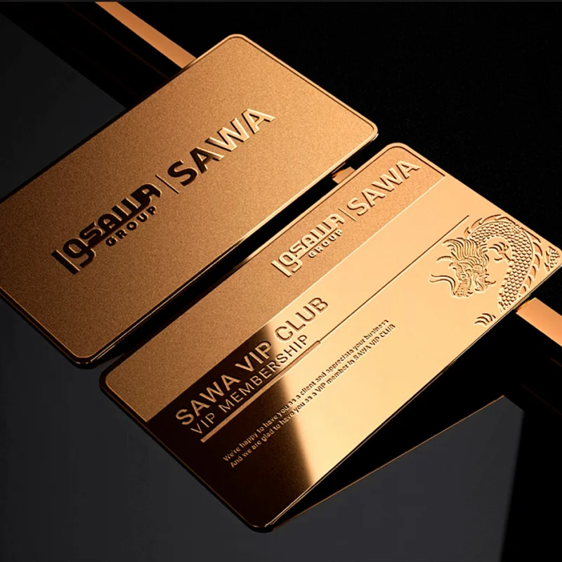 custom.Custom High-End Stainless Steel Membership Card Copper Brushed Personalized VIP Concave Concave Emboss