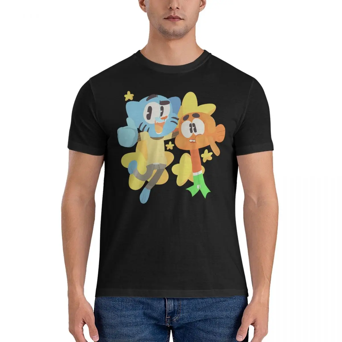 Smart Men's T Shirts T-The Amazing World Of Gumball Creative Tees Short Sleeve Round Neck T-Shirts Pure Cotton Summer Clothing