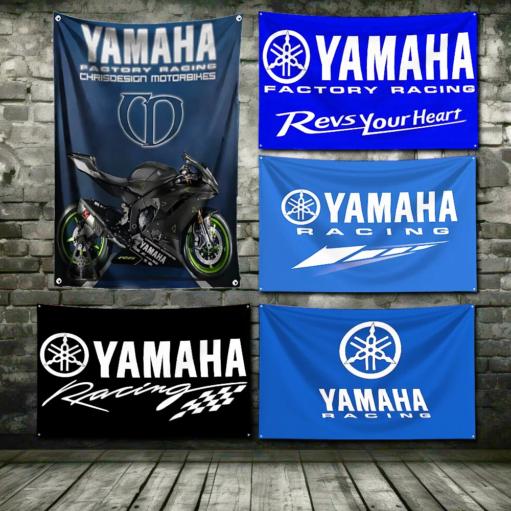 3x5 Ft Motorcycle For y-yamahas Flag Polyester Digital Printing Banner for Garage Wall Art Out Door Decoration Grommets