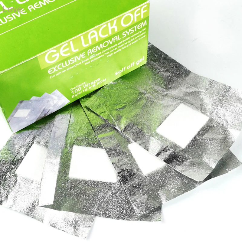 100枚入り/箱 ネイルアート フォイル ポリッシュリムーバー フォイル ジェルラップ リムーバー ソークオフ アクリルフォイル ネイルリムーバーラップ