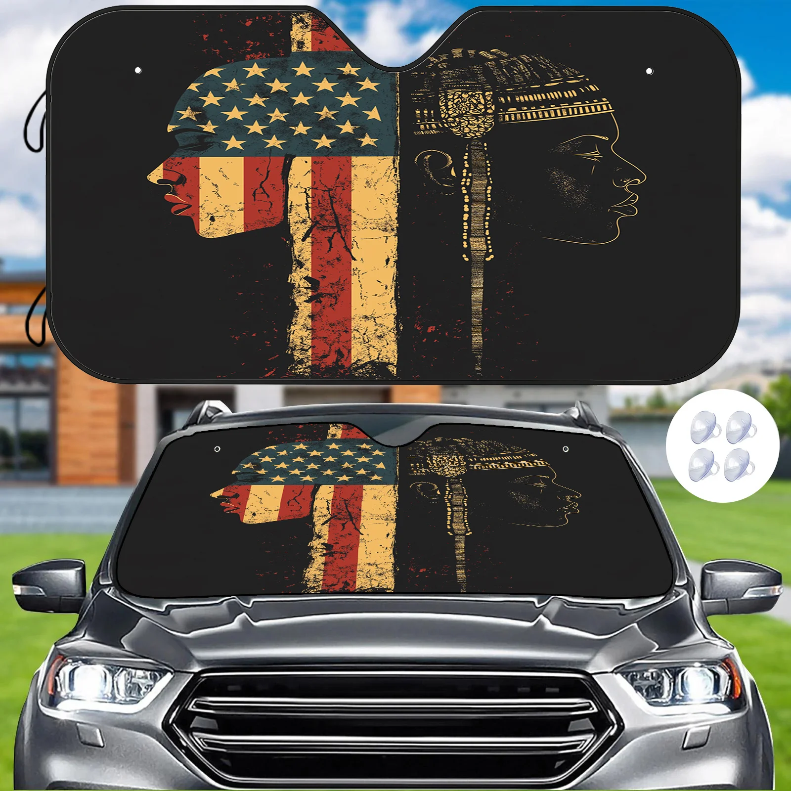 

Double-Sided Portrait Car Sun Visor, Heat Insulation And Temperature Reduction, Maintains Interior Comfort With 4 Suction Cups I