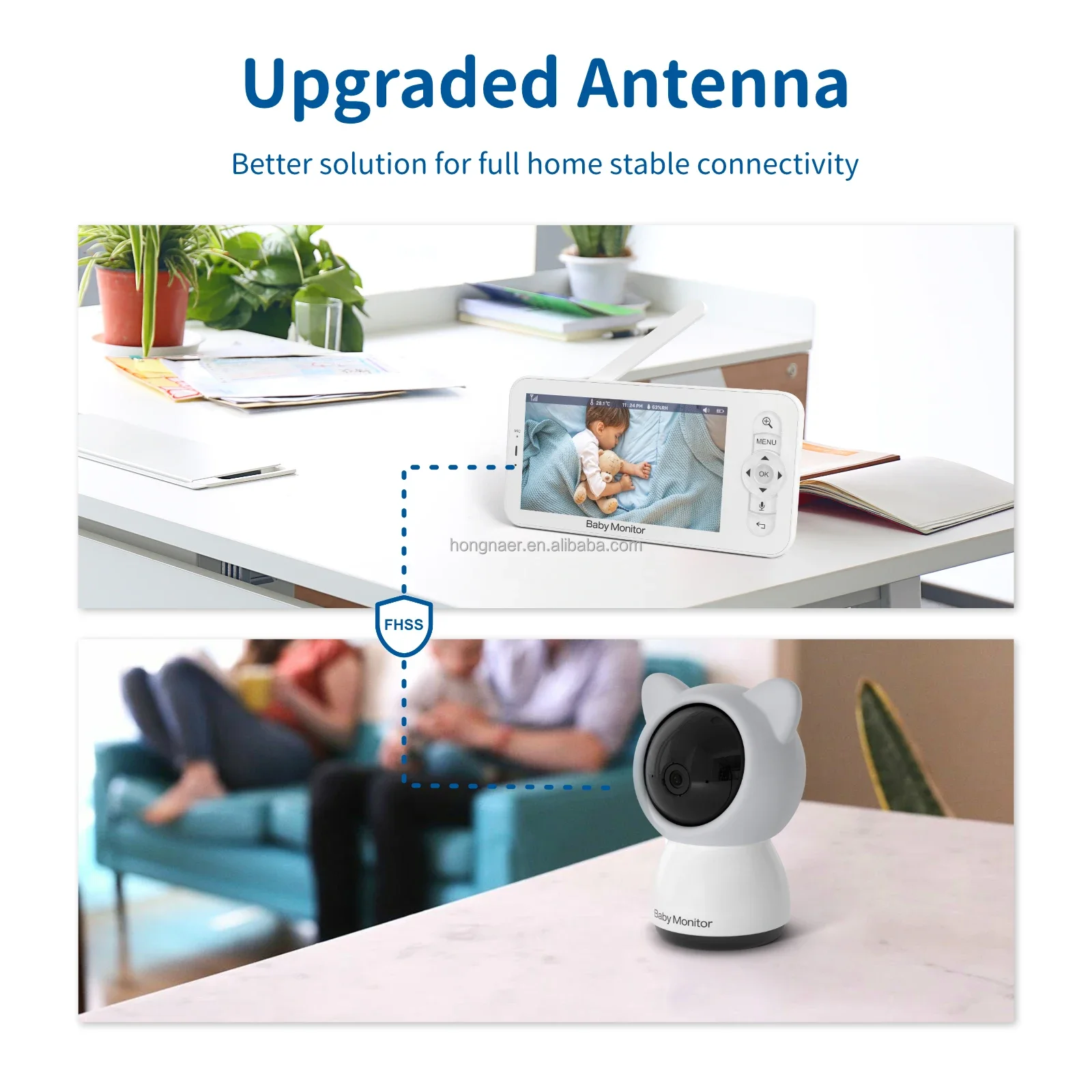 Hongnaer Home داخلي الطفل الصوت 5 بوصة شاشة LCD كاميرا متحركة CloudEdge 1080P اللاسلكية 2.4G واي فاي فيديو الذكية الطفل