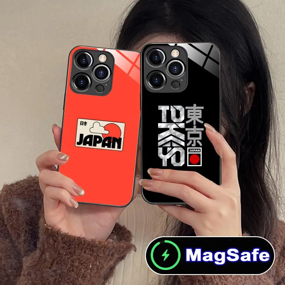 

Чехол для мобильного телефона Japan Tokyo для iPhone 16, 15, 14, 13, 12, 11 Pro Max Plus Mini MagSafe, стеклянный цветной защитный чехол, роскошный
