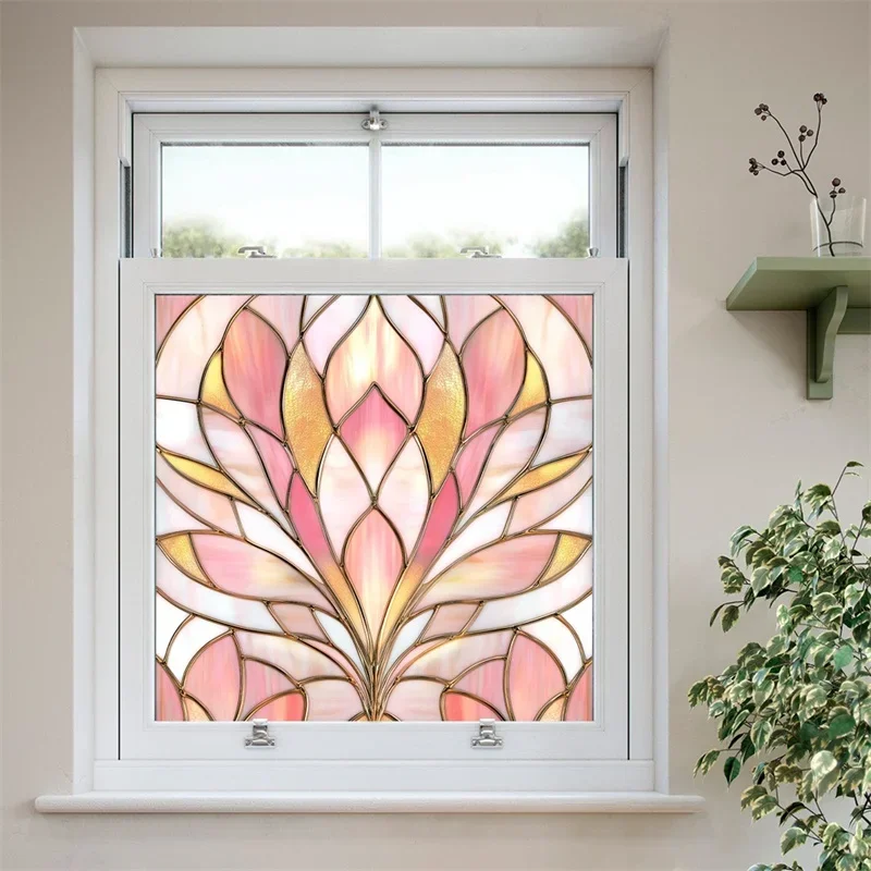 ملصقات نافذة ملونة كلاسيكية PVC كهرباء خمر الكنيسة الزجاج ملصق جداري فني خلفية جدارية للديكور المنزل