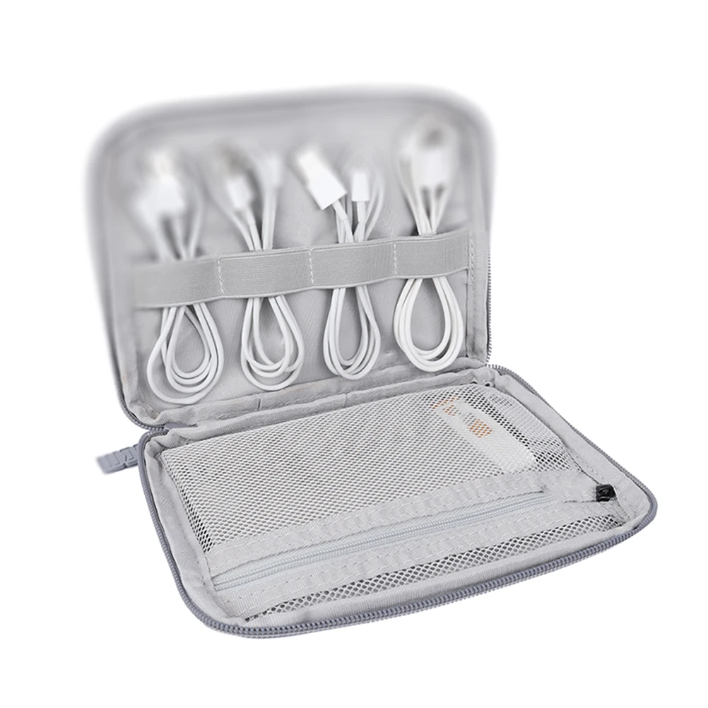 

Digital Accessories Organizer Bag Mini Size Grey Travel Storage Case for Power Bank USB Cables Earphones Digital Accessories