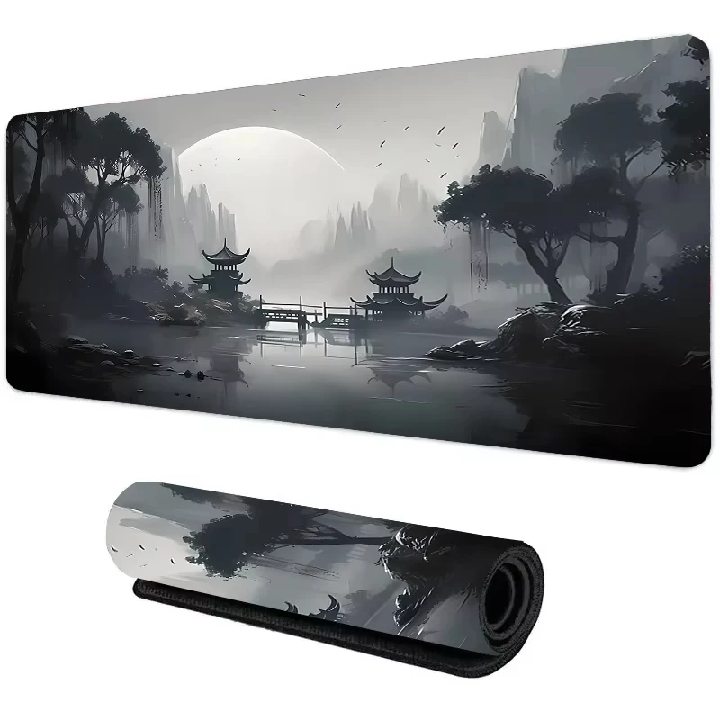 Pôr do sol montanha vista silicone gaming mouse pad grande teclado topográfico mouse pad para teclado com tapete de mesa antiderrapante