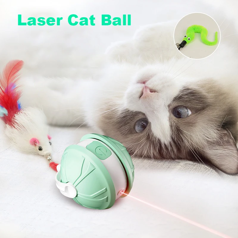 

New Real Hair Automatic Cat Teaser Toy Ball Intelligent Electric Laser Cat Teaser Artifact Interactive Cat Toy Ball Pet Products
