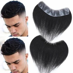 Men Hairline Toupee Natural Hairpiece For Man Pu Front Toupee Wigs Remy Hair With Thin Skin Base Hairline Toupee 100% Human Hair