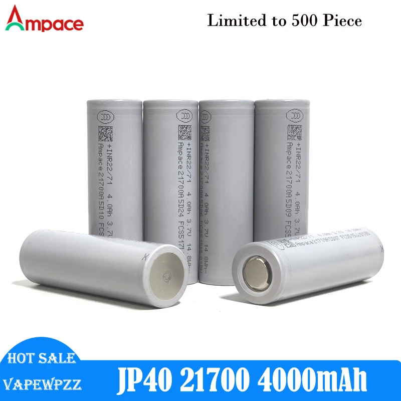 

Оригинальная литиевая батарея с высоким стоком Ampace 21700 JP40 3,7 В 4000 мАч 45A перезаряжаемая батарея 140A 5S максимальный разряд Pluse