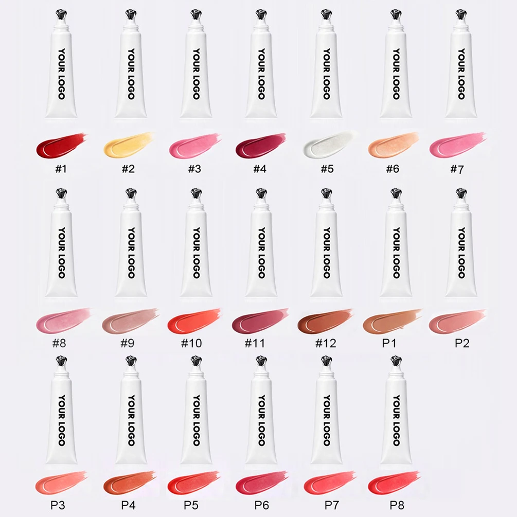 White Tube Lip Gloss 20colors Vegan Pigment Custom Logo Plump Smooth Hydrating Moisturizing Private Label Makeup Wholesale