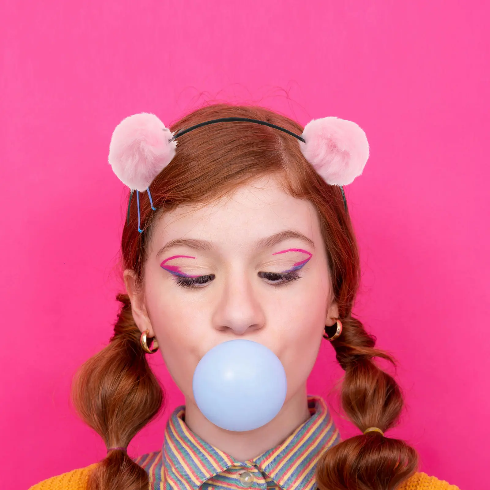 

6Pcs Kids Furry Ball Headband Cute Padded Hair Accessories for Girls Colorful Party Birthday Wearable Decor