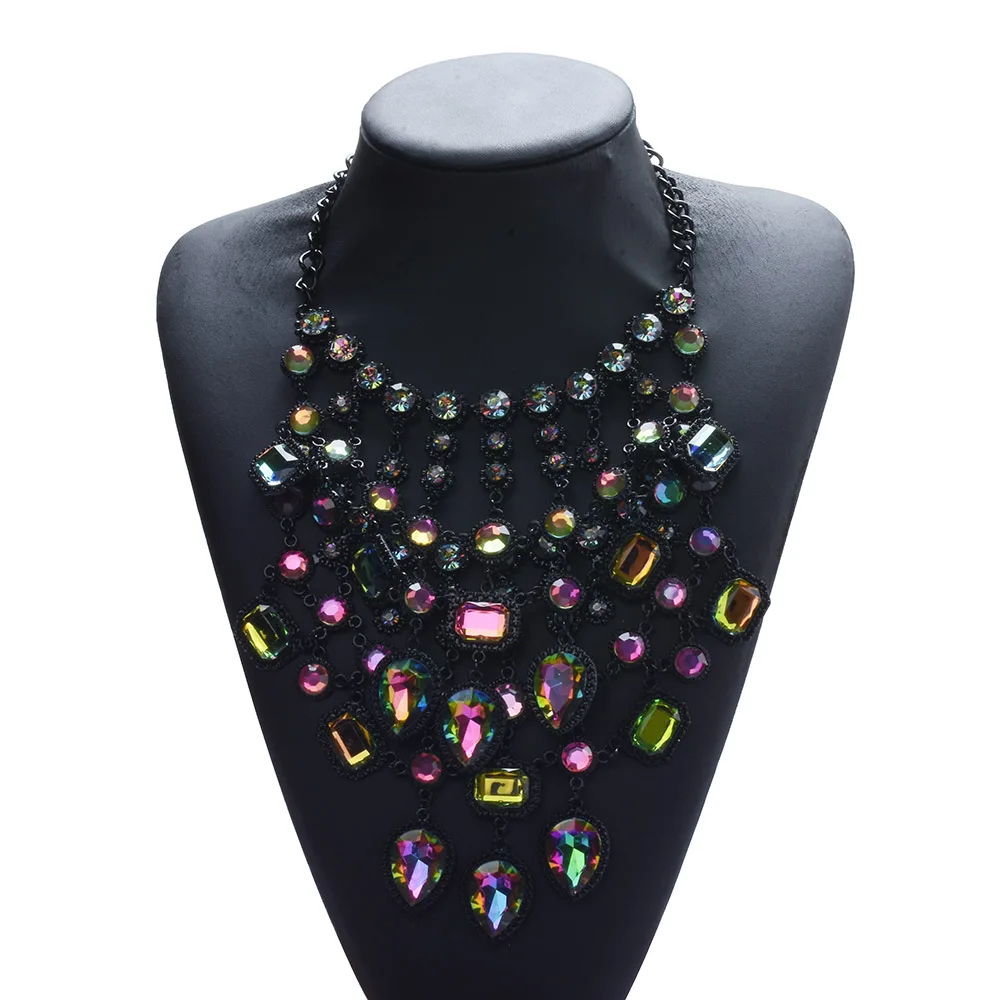 2024 New Multilayer Indian Statement Large Collar Crystal Necklace Women Boho Ethnic Maxi Big Bib Choker Necklace Jewelry