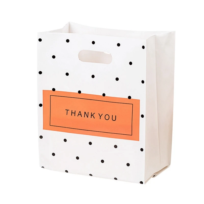 50Pcs Thank You Cake Bread Bag Disposable Handbag Dessert Baking Takeout Bag Degradable Plastic Bag