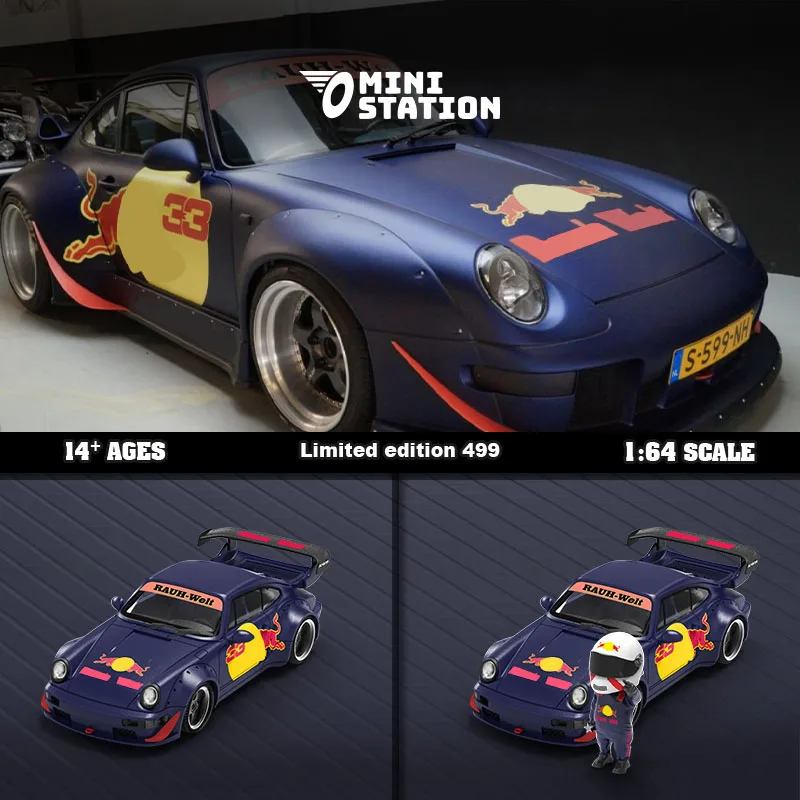 

Mini Station 1:64 RWB 964 Blue Painting Simulation Alloy Model Car for Collection& Display&Gift（Limited 499）